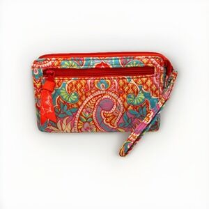 Vera Bradley Wristlet Zip Top Wallet Retired Paisley In Paradise Pattern